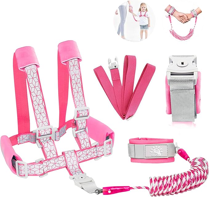 Toddler Leash -Anti Lost Wrist Link for Toddlers -Toddler Harness with Lock for Kids,Baby Leash,Leash for Toddlers,Wrist Leashes,Child Leashes for Toddlers,Upgrade with Reflective Tape Liner for Kids