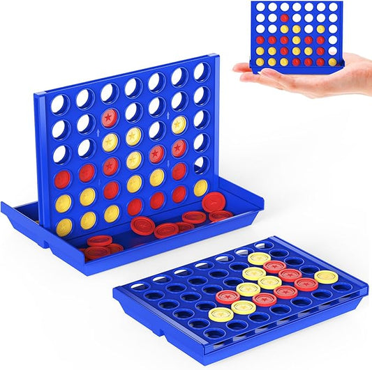 Travel Size 4 in a Row Game for Kids Ages 3+, Christmas Stocking Stuffers Gifts for Boys Girls Teens, Portable Travel Games for Car Plane, Kids Travel Essentials for Camping (11x8x9cm)