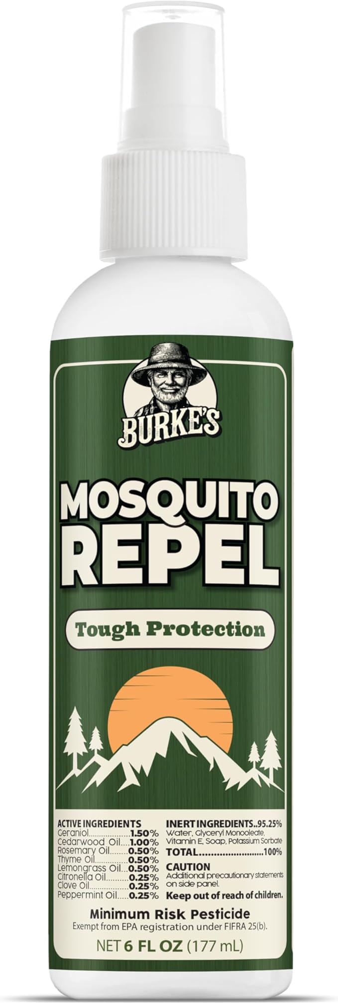 Burke's Mosquito Repel Spray, DEET-Free Mosquito Repellent for Skin & Outdoor Protection, 6 oz (180mL)