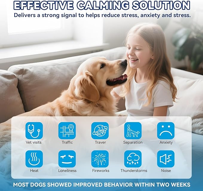 Dog Calming Pheromones Diffuser: 3-in-1 Kit Appeasing Pheromone Diffuser to Calm (1 Plugin+2x48ml Refills) for Comfort Reduces Stress Anxiety, Long-Lasting Appeasing Pheromone for Pet Dog Cat (3in1)