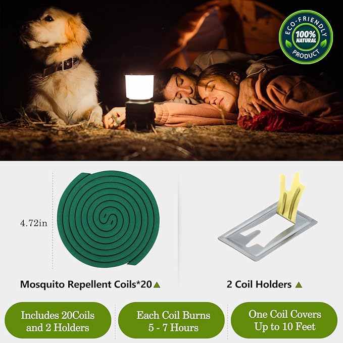 Mosquito Coils Outdoor Patio Fresh Scent,Use Reaches Up to 10 feet, Each Mosquito Coils Burns for 5-7 Hours (Contains 40 coils & 4 Stands)