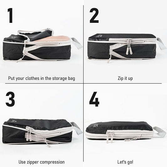 4-Piece Packing Cube Set - Lightweight Luggage Organizers for Travel, Vacation and Suitcases - Durable Accessories with Compression