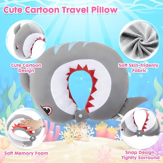 Travel Neck Pillow for Kids Adult Cute Soft Plush Memory Foam Airplane Neck Pillow for Traveling Animal Flight Pillow Head Rest Neck Support for Cars Long Flights