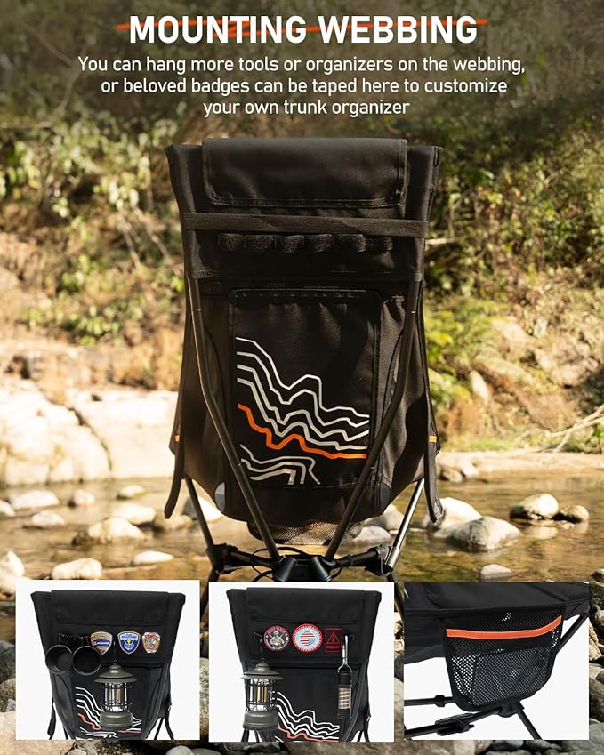 NOVSIGHT Camping Chair - High Back Lightweight Portable Camp Chairs with Headrest Breathable Backrest, Outdoor Folding Camping Chairs for Adults