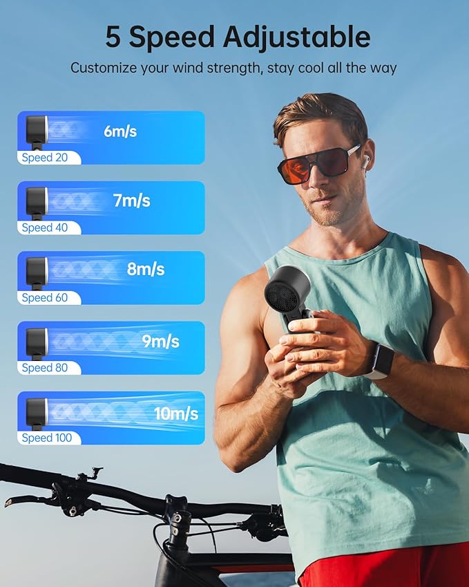 TriPole Portable Handheld Turbo Fan with Ice Cooling, 5 Speed Battery Rechargeable Foldable 3 in 1 Mini Fan, Neck & Desk Fan, Quiet Personal Fans for Outdoor, Travel, Camping, Hiking, Working