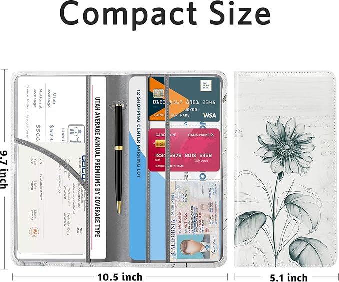 CoBak Car Registration and Insurance Holder - Vehicle Glove Box Car Organizer,Auto Truck Comparment Accessories Case with Magnetic Closure for Driver License,Cards