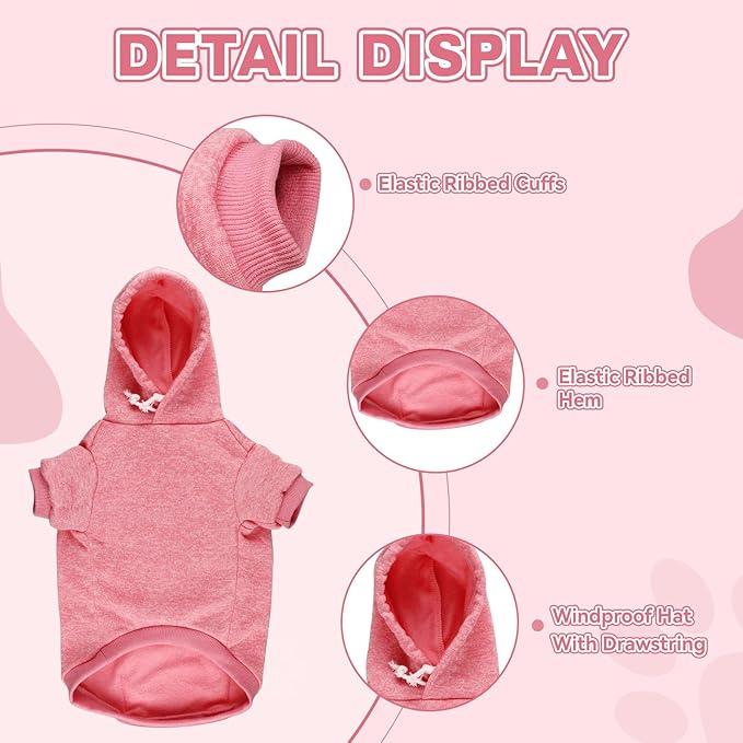 Dog Sweaters for Large Dogs Dog Hoodie Fleece Sweater Soft Pet Clothes Sweatshirt with Pocket Pet Hoodie for Large Dogs(Pink&XL)