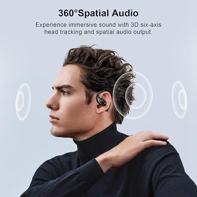 Open Ear Clip Wireless Earbuds Bone Conduction Headphones, Bluetooth 5.4, Open Ear Design for Running Fitness,Office，Built-in Mic, IPX7 Waterproof, LED Display Charging Case,Ear Hooks Ear Buds