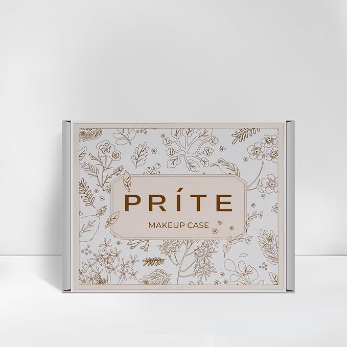 Prite Clear Makeup Bag Cosmetic Organizer Case Waterproof Travel Toiletry Bag Skincare Pouch with Golden Zipper(Brown)