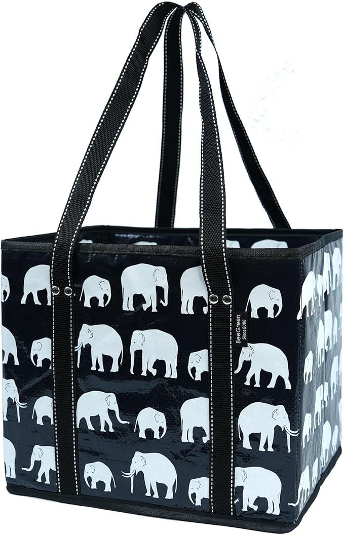 BeeGreen Large Waterproof Reusable Bags Christmas Heavy Duty Shopping Tote for Groceries Pool Gift with Webbing Handles