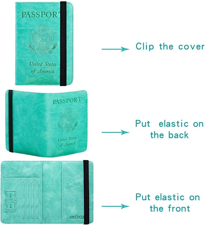 Passport Holder Cover Wallet Travel Essentials RFID Blocking Leather Card Case International Must Haves Travel Accessories for Women Men(101#Green)