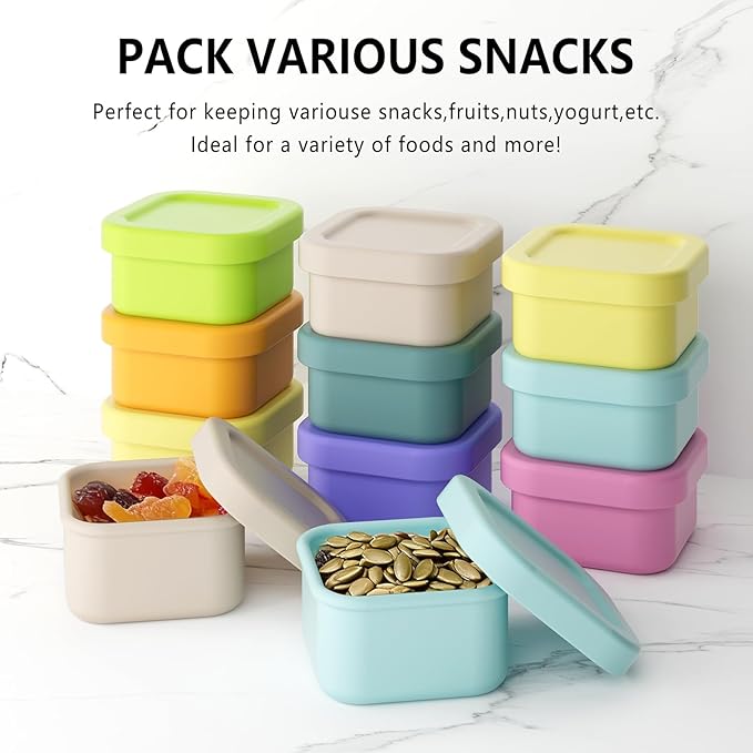 Dobyusf 16-Piece Pure Silicone Food Container Set - Stackable 100ml Storage Boxes, Microwave & Dishwasher Safe, Temperature Resistant (-40°C to 230°C), BPA-Free Food Storage for Salads, Dips, Snacks
