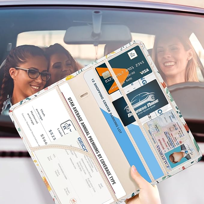 CoBak Car Registration and Insurance Holder - Vehicle Glove Box Car Organizer,Auto Truck Comparment Accessories Case with Magnetic Closure for Driver License,Cards