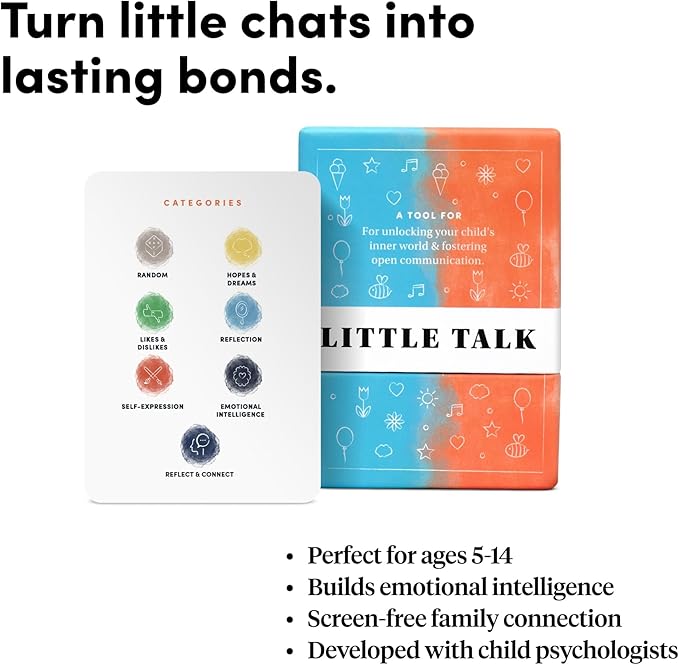 Little Talk Conversation Cards for Kids – 170 Prompts for Social Skills, Family Games, Travel & Therapy – BestSelf Deck for Ages 4-12, ADHD Tools, Homeschool Gifts & Road Trip Activities