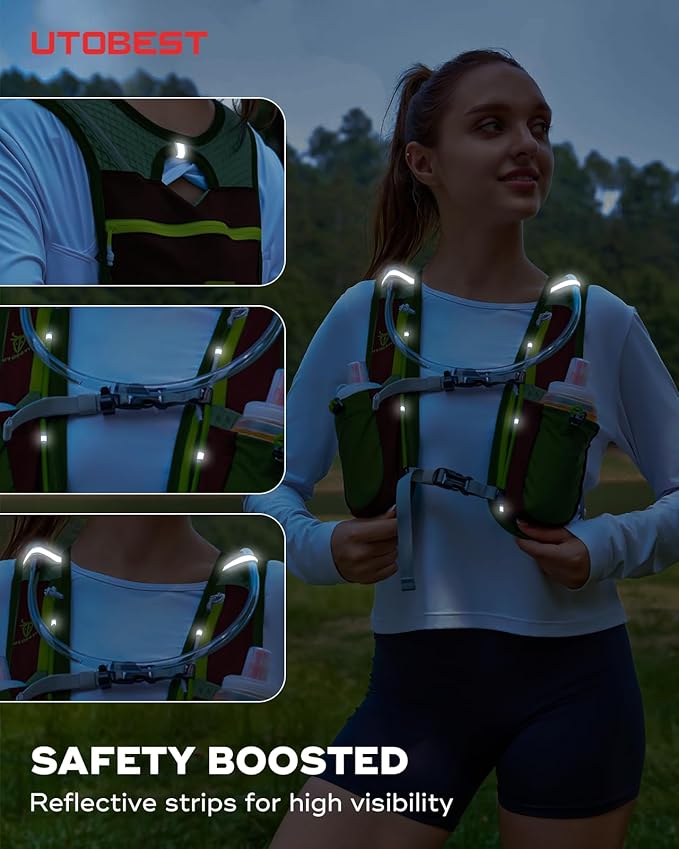 Running Vest, 5L Hydration Vest Lightweight, Breathable and Sweatproof Running Backpack, Adjustable Running Hydration Vest for Trail Running Marathon Race Jogging Cycling