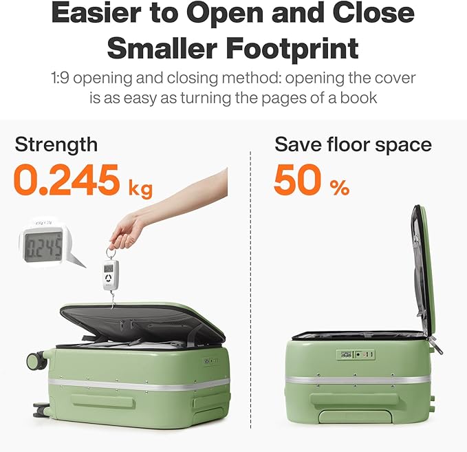 mixi 24 Inch Checked Luggage PC Hard Shell Suitcase Top Opening Aluminum Frame Travel Suitcases with Wheels, Avocado Green