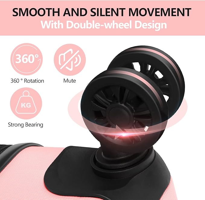 AnyZip Luggage PC ABS Hardside Lightweight Suitcase with 4 Universal Wheels TSA Lock Checked-Medium 24 Inch Pink