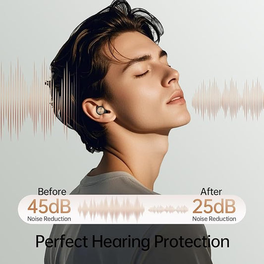 Noise-Cancelling Ear Plugs for Sleeping, Travel, Work and Concerts – Reusable Noise-Reducing Earplugs (XS/S/M/L) Soft Silicone Sleep Earbuds for Comfortable Fit, Hearing Protection(Champagne)