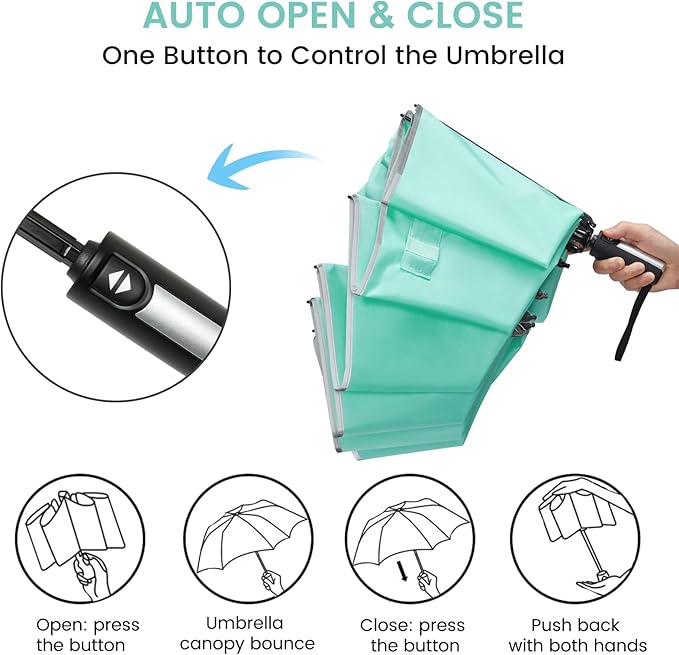 G4Free 54/62 Inch Windproof Inverted Umbrella with Reflective Stripe Large Compact Reverse Golf Umbrella for Rain 10 Ribs Double Canopy Travel Umbrella Automatic Open Close