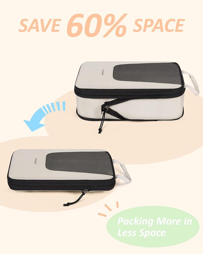 BAGSMART Compression Packing Cubes for Travel, 6 Set/5 Set/4 Set, Compression Suitcase Organizer Bags Set for Suitcases Travel Essentials, Lightweight Packing Organizers