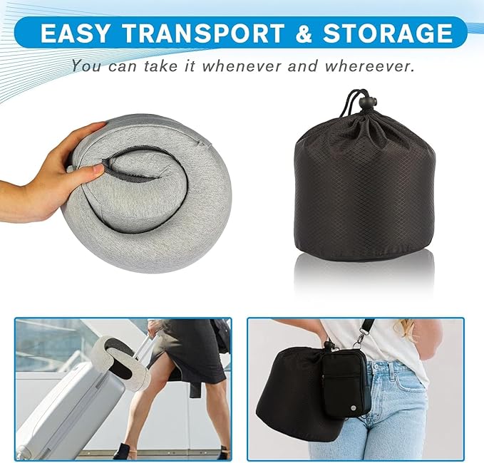 Travel Neck Pillow for Airplanes, Plus Memory Foam Pillows for Neck Support, Best Turtle Pillow for Adult Traveling Sleeping Flight Pillow Cool for Women Long Haul Flights Almohada De Viaje-XS