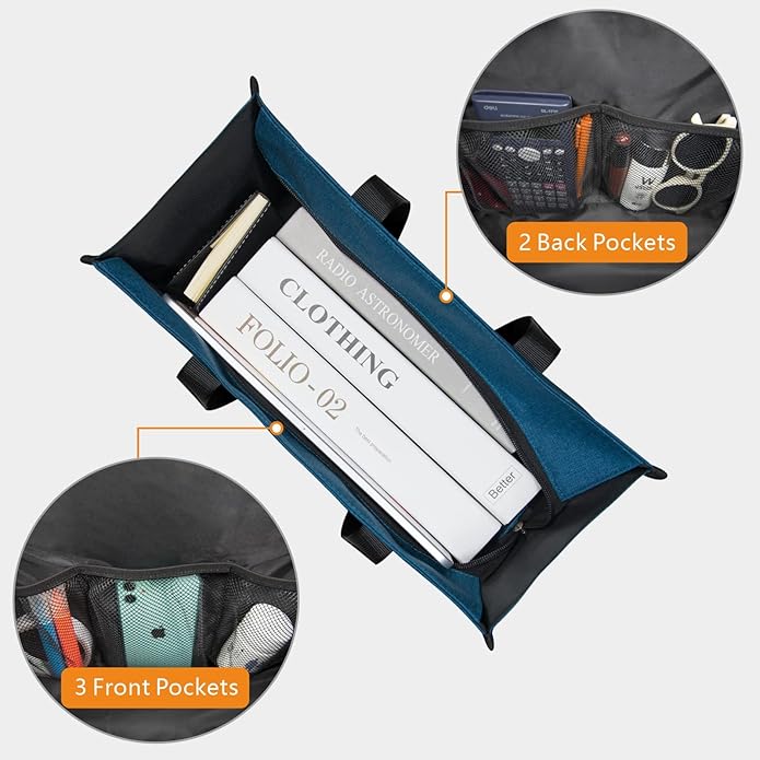 TOPDesign Utility Water Resistant Tote Bag with 13 Pockets, Top Zipper Closure & Thick Bottom Support, for Working Women