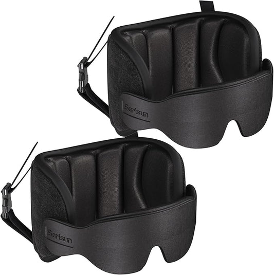 Travel Pillows for Airplanes, 2 Pack Airplane Pillows for Long Flight with Sleep Eye Mask, Plane Head Strap for Road Trip, 360° Support for Sleeping, Stop Bobblehead Travel Essentials, Black