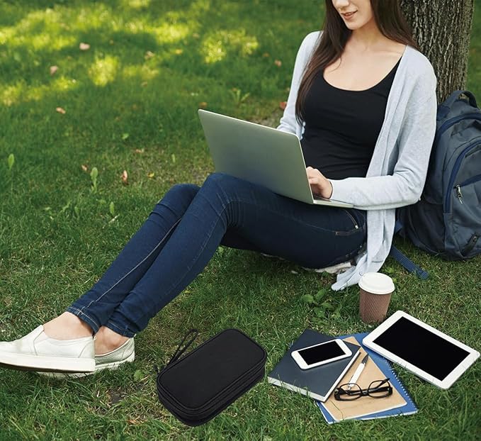 Electronics Organizer Travel Bag, Small Cable Organizer Case Waterproof Accessories Pouch, Travel Electronic Carrying Case for Cord, Charger, Phone, USB, Power Bank, Earphone (Black, Medium)