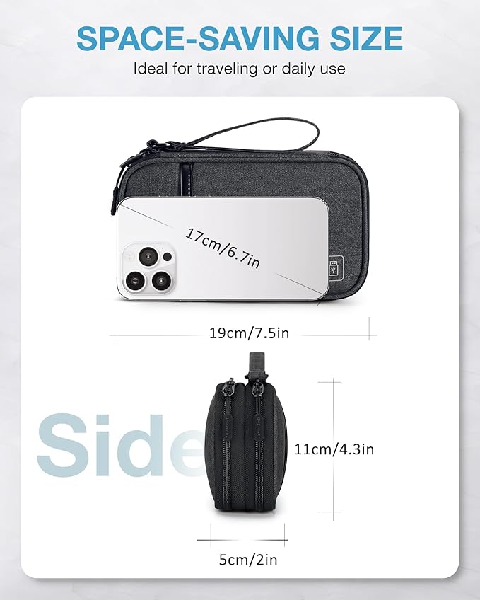 BAGSMART Cord Organizer Travel Cable Organizer Bag Tech Electronic Organizer Travel Case, Travel Essentials for Charger, Cable, Phone, Flash drive, Double Layer-Black