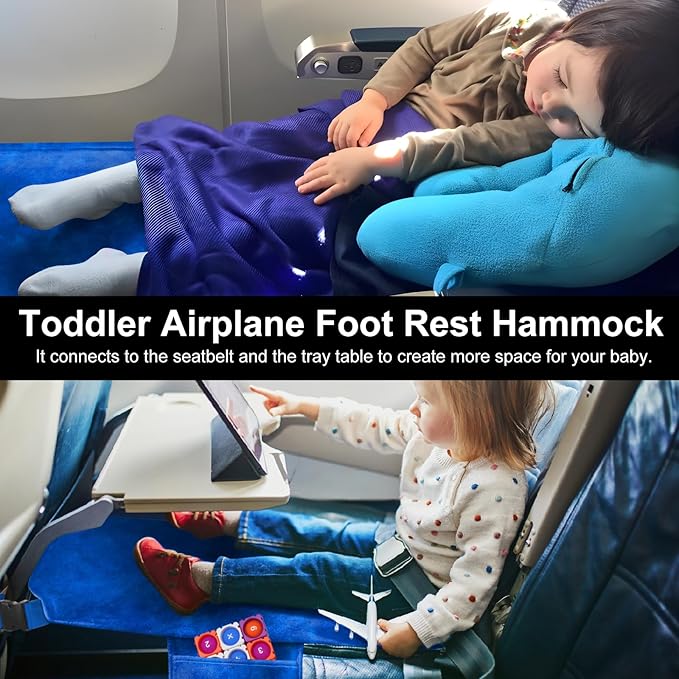 Toddler Airplane Bed, Kids Airplane Seat Extender Travel Bed, Kids Airplane Travel Essentials, Airplane Must Have for Toddlers, Portable Plane Bed for Flights