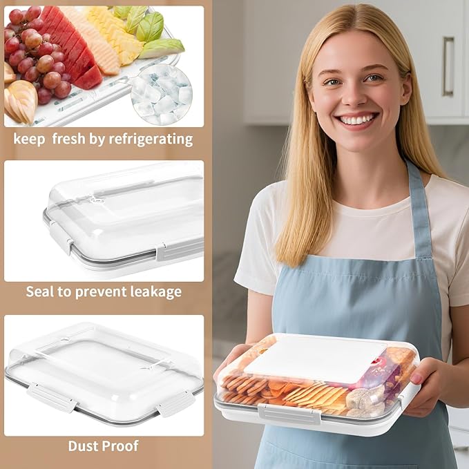 Food storage container with transparent lid Portable travel cheese board Housewarming gift Kitchen cutting board with vegetable tray Snack and fruit platter for entertaining guests