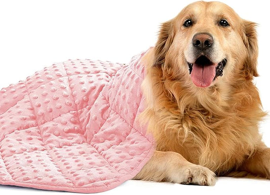 yescool Pink Weighted Blanket for Dogs, 3 lb Thunder Blankets Shirt for Dogs, 36 x 48 inch Medium Puppy Blanket for 20-45lb, Weighted Pet Blankets for Thunderstorms, Fireworks and Construction Noise