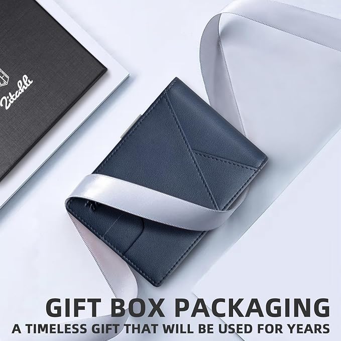 Zitahli Wallet for Men - with Money Clip Slim Leather Slots Credit Card Holder RFID Blocking Bifold Minimalist Wallets with Gift Box
