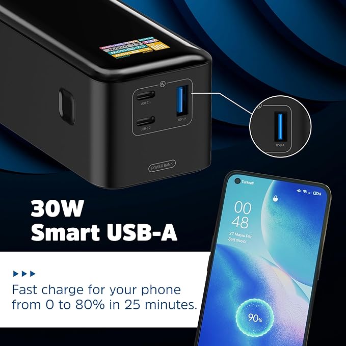 Energizer Power Bank 27000mAh with PD 140W USB-C Outputs Fast Charging Battery Pack USB-A 30W with Intelligent Digital LCD Display for Laptop, Tablet, Smartphone and etc_XP27000PD