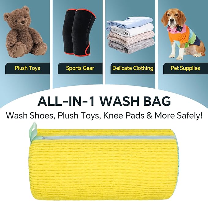 Shoe Washing Machine Bag: 2 Pack Reusable Shoes Cleaning Bags, Heavy Duty Shoe Laundry Bag for Washer & Dryer, 360° Deep Clean for Sneakers Tennis Shoes, Gifts for Women Men