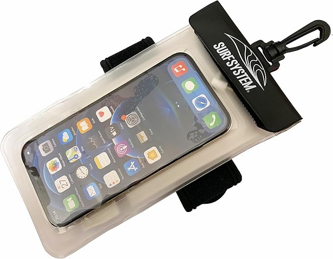 SURF SYTSTEM Floating Waterproof Pouch, w/Neoprene Armband + Audio Jack for Smartphone + Screen Touch Functionality - Drybag Case, iPhone, Android for Surfing, Bodyboarding, Fishing, Boating, Kayaking