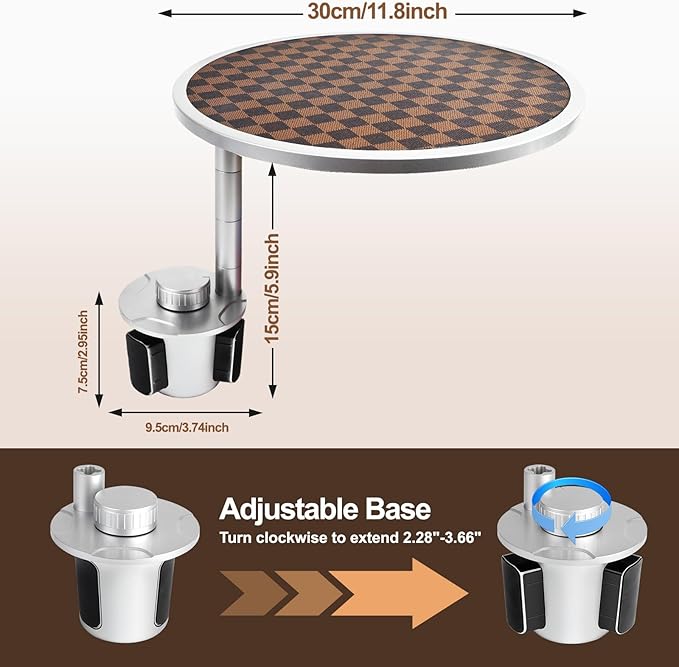 Car Tray Table & Car Desk for Laptop with 2 Risers and Anti-slip Pad, 360° Rotating Cup Holder for Working and Eating Compatible with Tesla Model 3/Y/S/Ensure The Cup Holder is Round/Brown