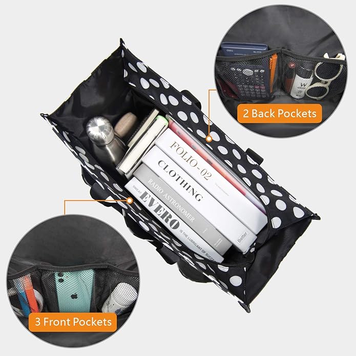 TOPDesign Utility Water Resistant Tote Bag with 13 Pockets, Top Zipper Closure & Thick Bottom Support, for Working Women