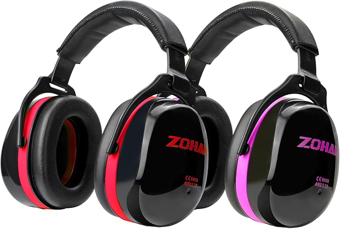 ZOHAN 012 Noise Reduction Earmuffs 2 Packs for Hearing Protection, NRR 28dB Adjustable Safety Ear Muffs for Mowing, Autism