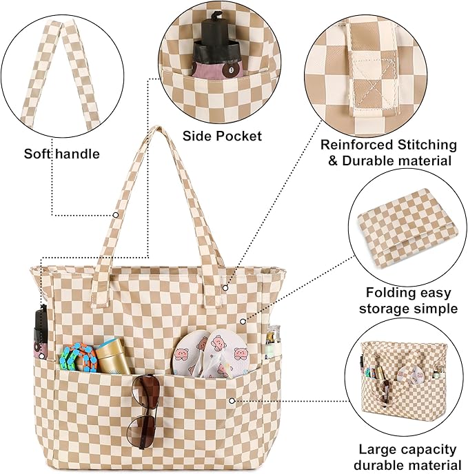 Bluboon Waterproof Beach Tote Pool Bags for Women Ladies Extra Large Carry On Bag With Wet Compartment for Weekender Travel