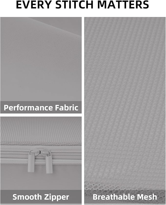 6 Set Compression Packing Cubes for Travel, Large Medium Small Luggage Organizers, Storage Bags for Clothes (6 Pack, Silver Gray)