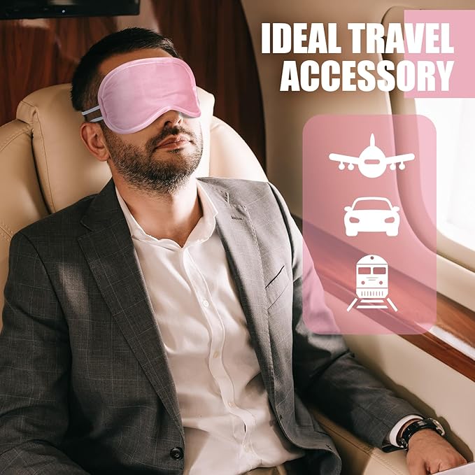 Tarpop 200 Pcs Eye Mask Sleeping Blindfold Eye Cover with Adjustable Strap for Games Party Team Building Travel Individually Wrapped Sleep Mask for Women Men(Pink)