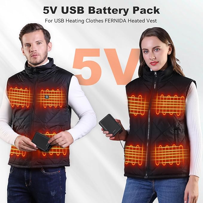 FERNIDA 12000mAh Power Bank Portable Charger USB 5V 3A Battery Pack for Heated Vest & Heated Pants & Smartphone & Heating Pad