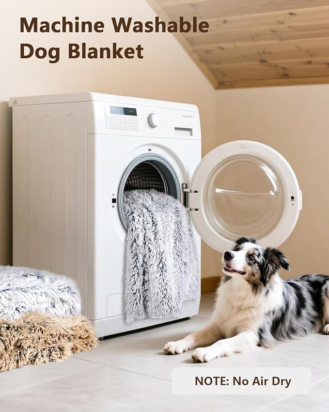 PJYuCien Large Dog Blankets, 80" x 60" Soft Plush Throw Blanket for Large Dogs, Reversible Fleece/Sherpa Pet Throw, Washable Furniture Cover for Sofa/Bed, Brown