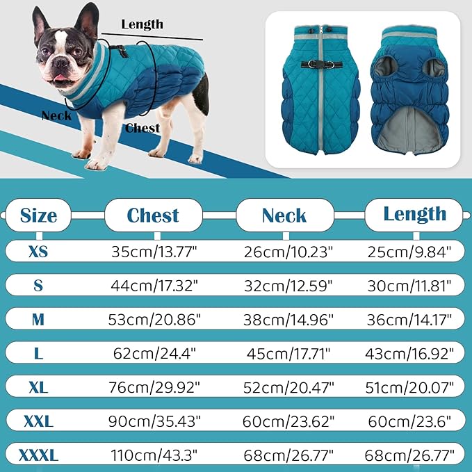 OUOBOB Dog Jackets for Large Dogs, Large Dog Winter Coat, Pet Cold Weather Coats, XXXL Pet Jacket with D-Ring, Waterproof Coat with Back Zipper,Snowsuit Labrador German Shepherd Doberman,XXXL