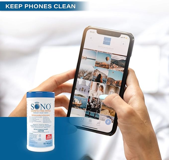 SONO Disinfecting Wipes - Alcohol-Free, No Bleach, Medical-Grade I Multi-Surface Cleaning for Home, School, Office, Hospital, Gym I Gentle on Electronic Devices I Everyday Use I 80 CT