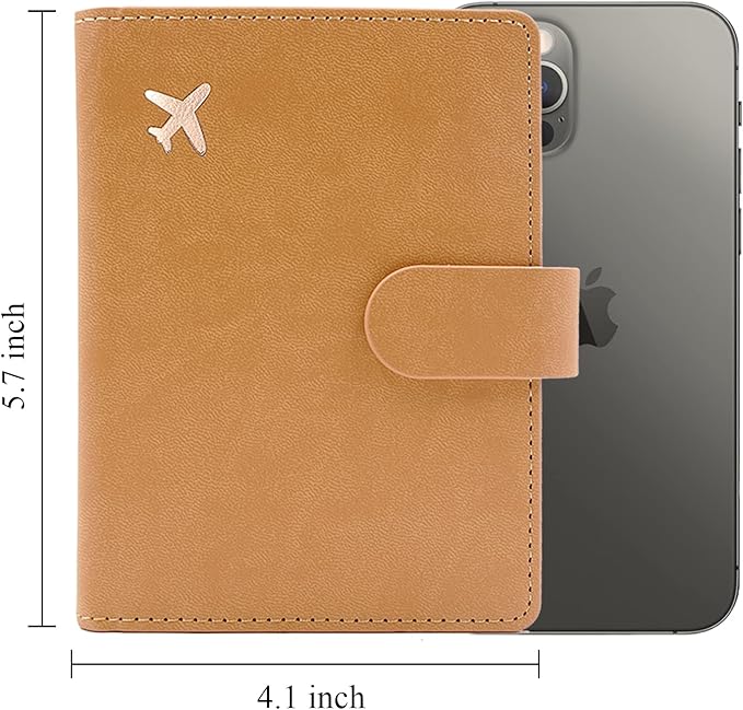 Deziliao Passport Wallet, Brown, Unisex, Faux Leather, Lightweight, Waterproof, RFID Blocking, Slim, 20W