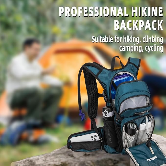 Hydration Backpack, Water Backpack for Hiking with 3L Water Bladder, Insulated Hydration Pack Lightweight Day Hydropack Ideal for Hiking and Cycling, 18L