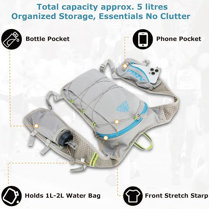 YAPJEB Lightweight Hydration Pack Backpack Vest, Optional 1.5L 2L BPA Free Water Bladder - Leakproof Breathable for Men Women Running Hiking Cycling Marathon