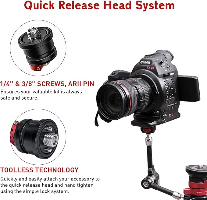 IFOOTAGE Magic Arm Clamp MA5-6, 11 Inches Adjustable Friction Power Articulating Magic Arm with 1/4" and 3/8" Thread Screw for DSLR Camera Rig/LCD Monitor/LED Lights